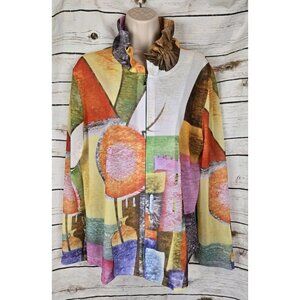 Damee Inc Sheer Mesh Full Zip Jacket XL Womens Art to Wear Wired Collar